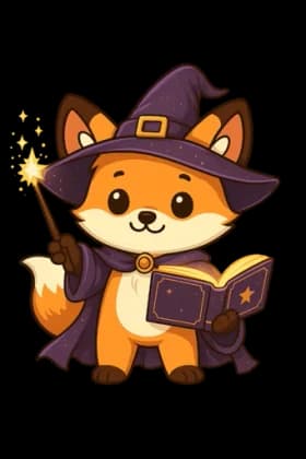 Le renard en costume de magicien