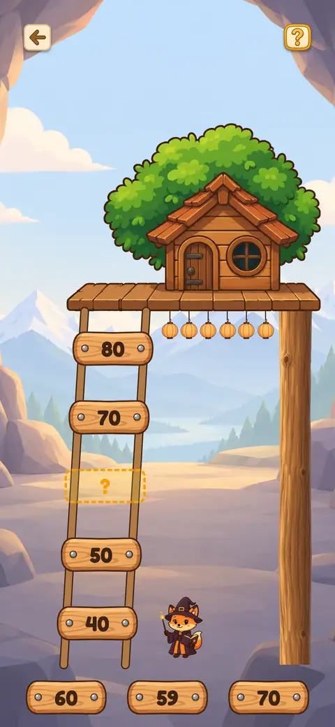 Capture du jeu L’Échelle des Dizaines : une échelle dont les barreaux comptent de dix en dix